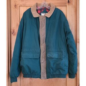 Vintage Backwoods XLT Green Barn Chore Coat 100% Cotton Flannel Blanket Lined XL